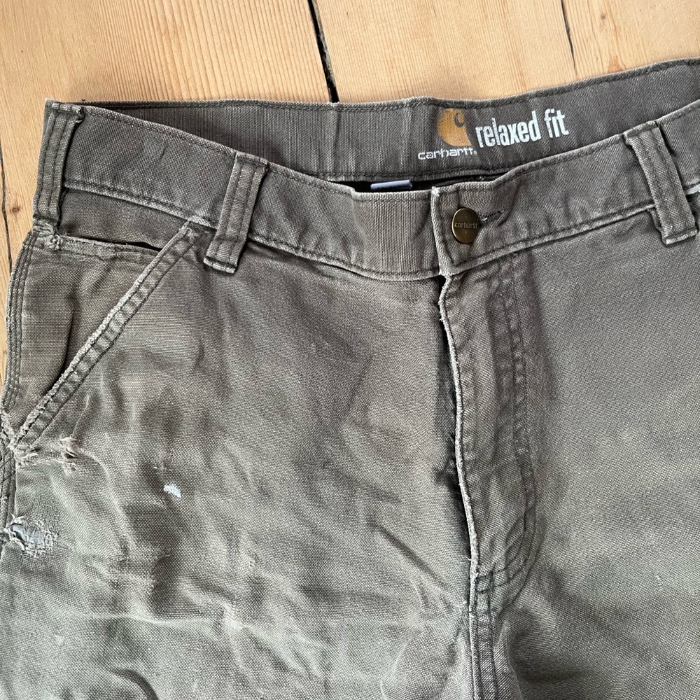 Carhartt Relaxed Fit Faded Olive Green Work Pants - Picture 4 of 12